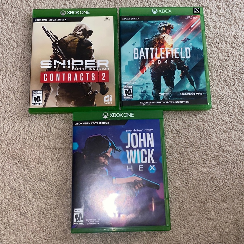 Battlefield 2042, Sniper Contracts 2, John Wick Hex Xbox one Series X Games